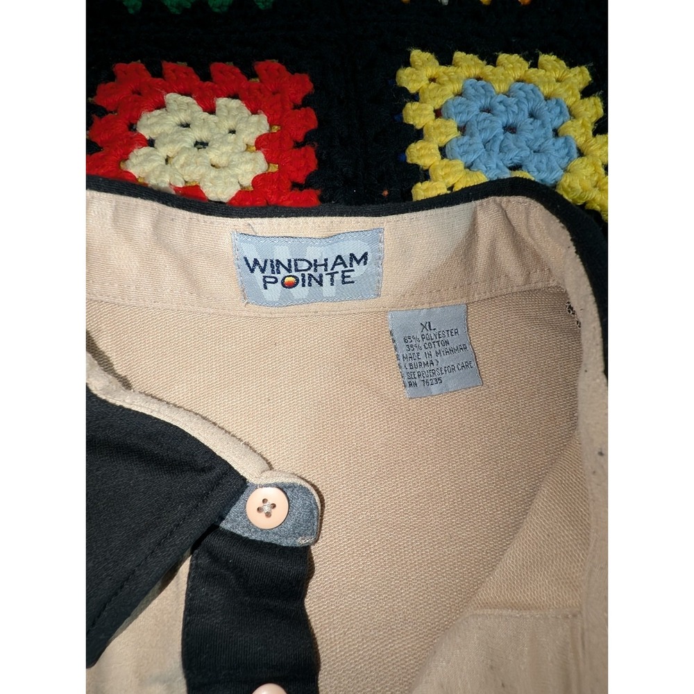 Windham Pointe Shirt Men's Black Beige Striped Size XL - Picture 3 of 7